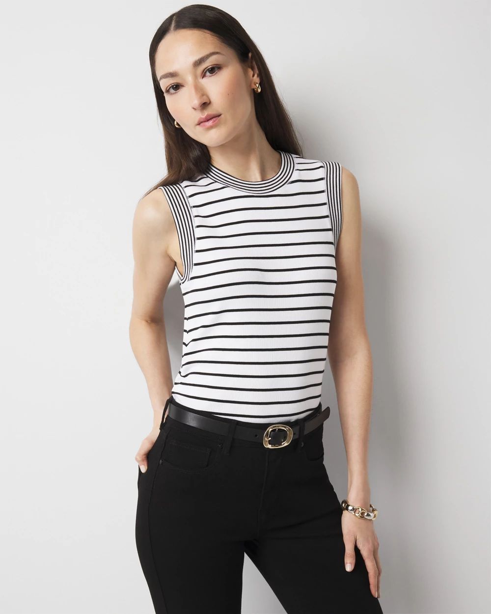 bh WHBM FORME™ Ribbed Stretch Ruched Side Tank | White House